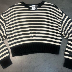 PINK Victoria's Secret Black and Cream Striped Sweater